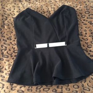 Medium Gold Belted Peplum Top